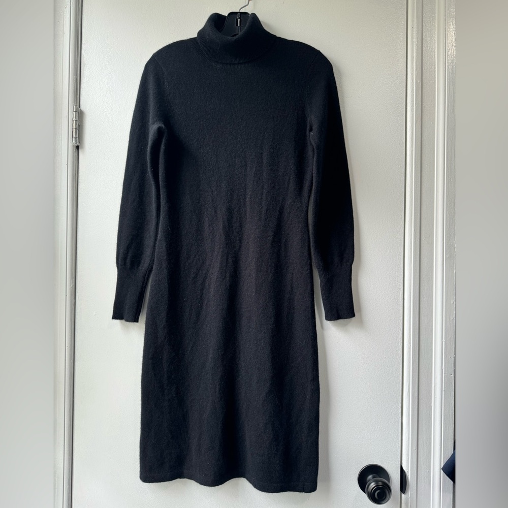 Neiman Marcus Women’s Cashmere Collection Turtleneck Sweater Dress Black Size S